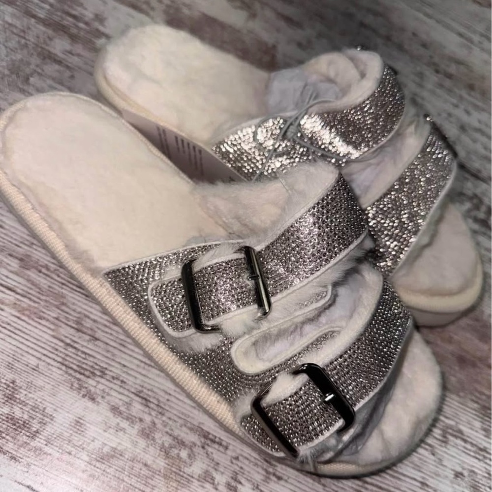 Silver rhinestone Sandals with Adjustable Straps
